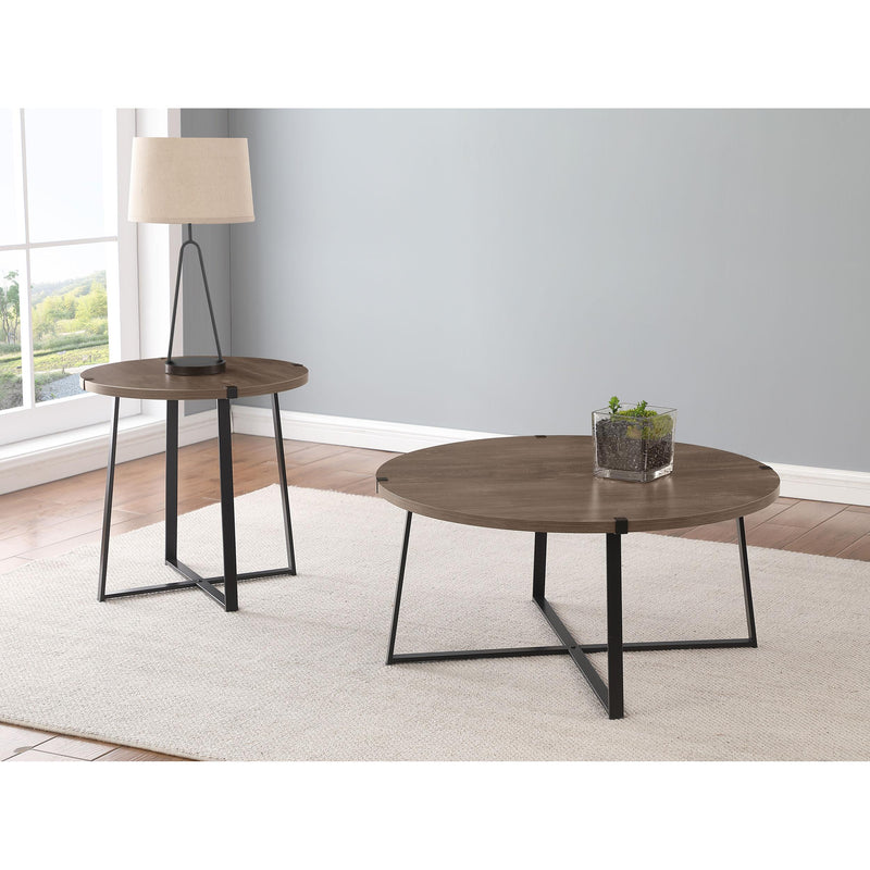  Coaster Furniture Marcus 710298 Round Engineered Wood Coffee Table - Light Brown IMAGE 5