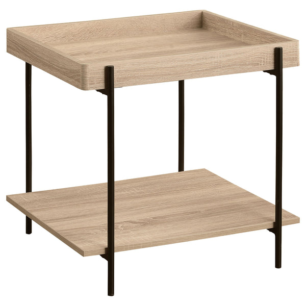  Coaster Furniture Fallon 710307 Square Engineered Wood End Table - Light Brown IMAGE 1