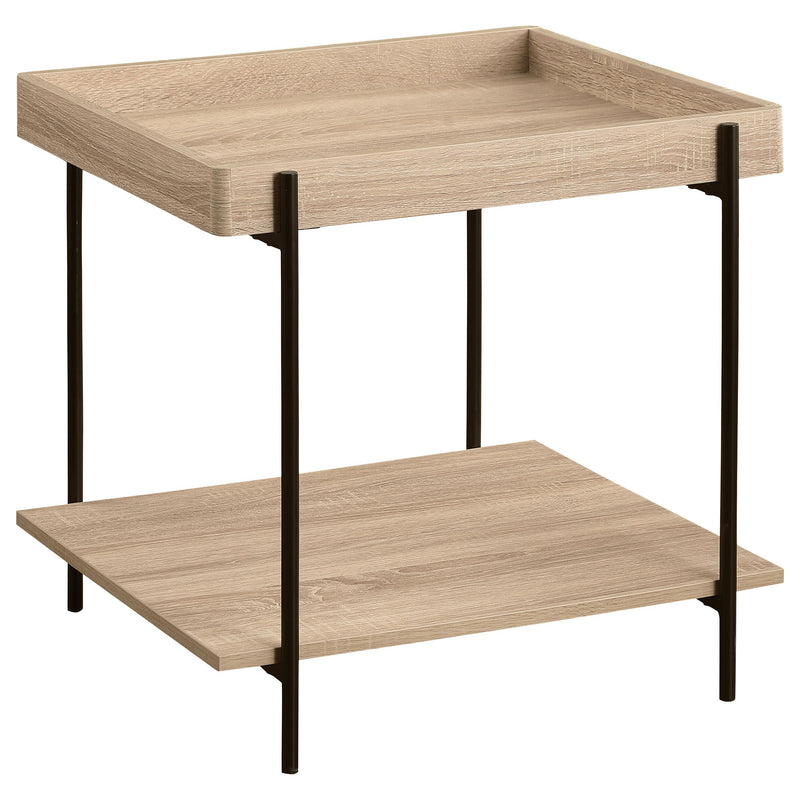  Coaster Furniture Fallon 710307 Square Engineered Wood End Table - Light Brown IMAGE 1