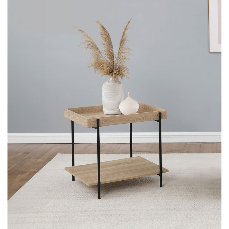 Coaster Furniture Fallon 710307 Square Engineered Wood End Table - Light Brown IMAGE 2