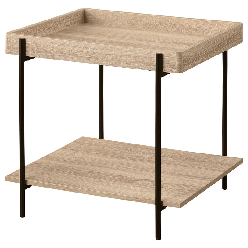  Coaster Furniture Fallon 710307 Square Engineered Wood End Table - Light Brown IMAGE 4