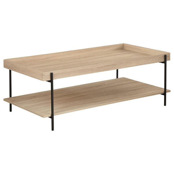  Coaster Furniture Fallon 710308 Rectangular Engineered Wood Coffee Table - Light Brown IMAGE 1