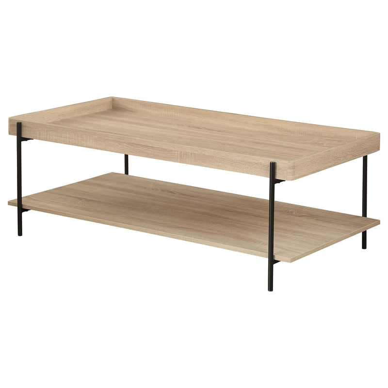 Coaster Furniture Fallon 710308 Rectangular Engineered Wood Coffee Table - Light Brown IMAGE 4