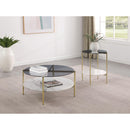  Coaster Furniture Jonelle 710337 Round Glass Top End Table - White Marble Shelf Gold IMAGE 5