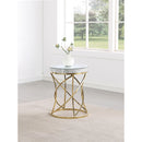 Coaster Furniture Elise 710367 Round Mirror Top Stainless Steel End Table - Gold IMAGE 2