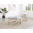  Coaster Furniture Elise 710368 Round Mirror Top Stainless Steel Coffee Table - Gold IMAGE 3