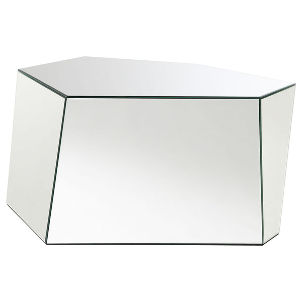  Coaster Furniture Capella 710446 Mirrored Abstract Geometric Coffee Table - Silver IMAGE 1