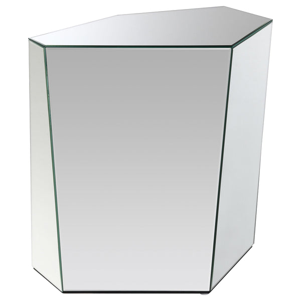  Coaster Furniture Capella 710447 Mirrored Abstract Geometric End Table - Silver IMAGE 1