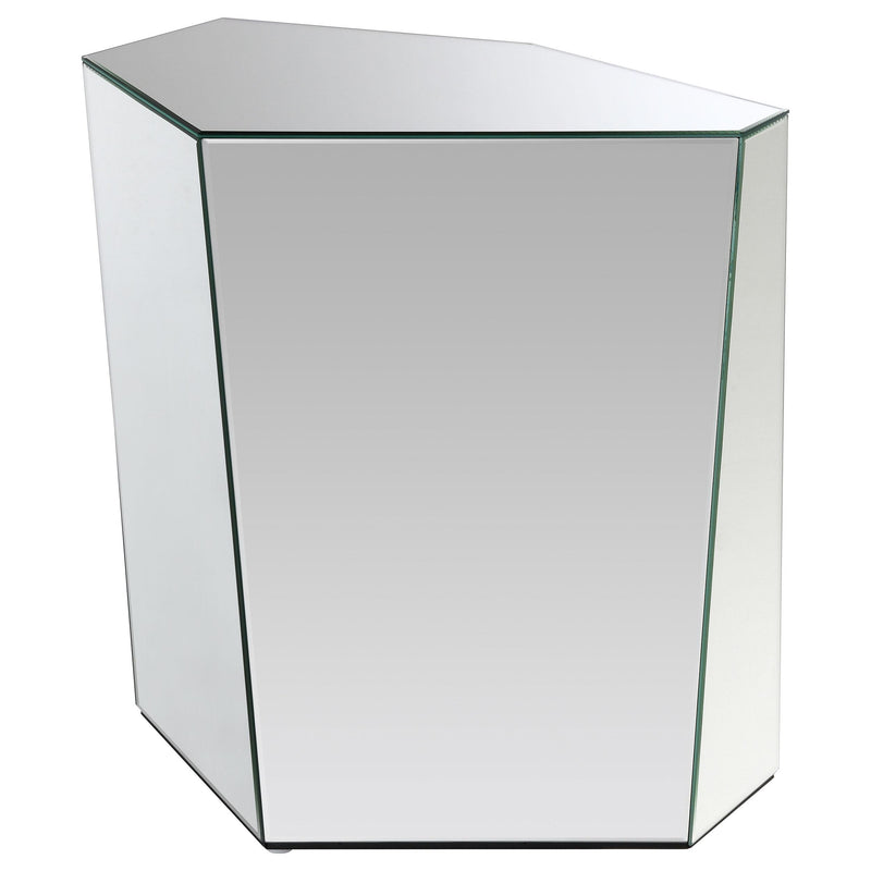  Coaster Furniture Capella 710447 Mirrored Abstract Geometric End Table - Silver IMAGE 3