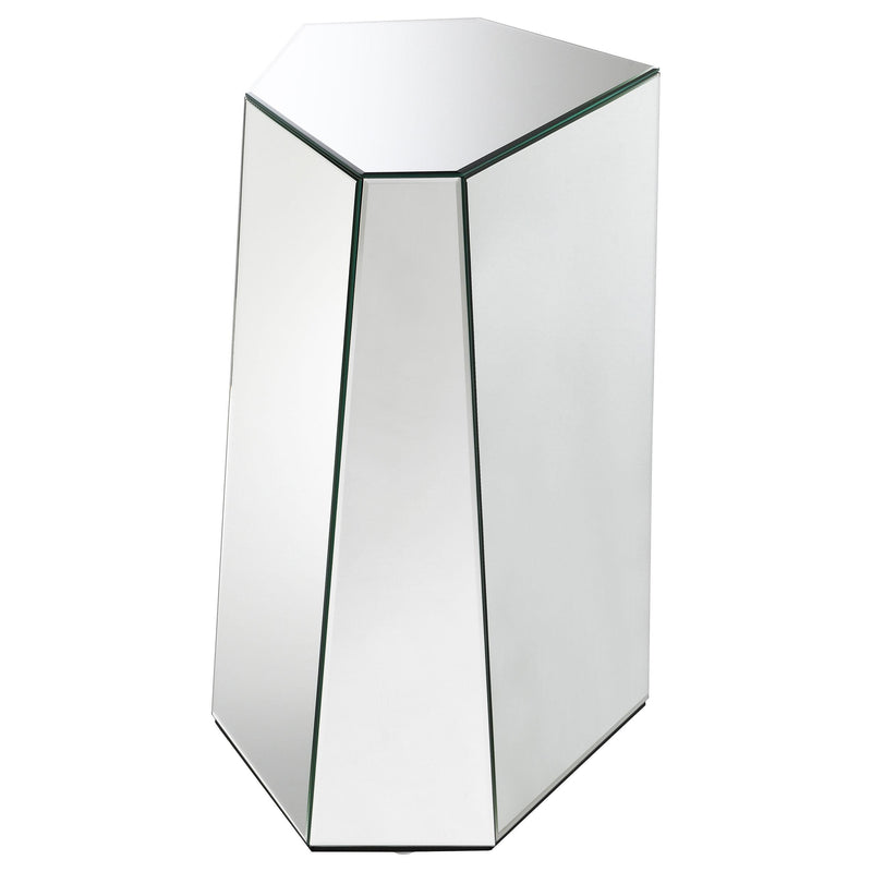  Coaster Furniture Capella 710447 Mirrored Abstract Geometric End Table - Silver IMAGE 5