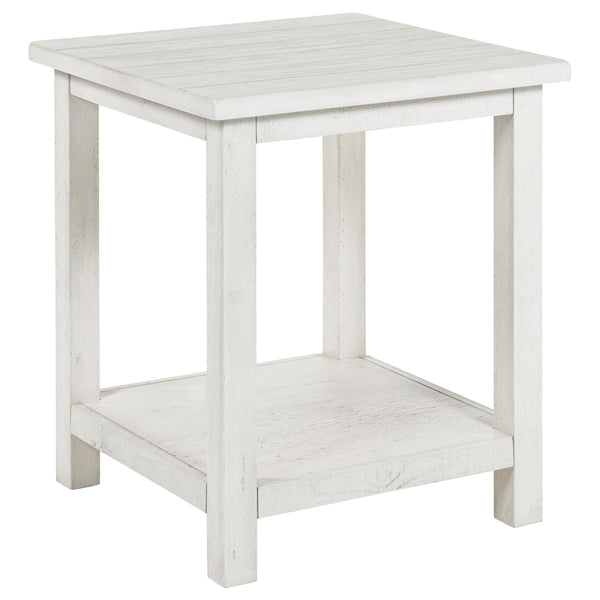  Coaster Furniture Payne 710556 Wood End Table with Shelf - Distressed White IMAGE 1