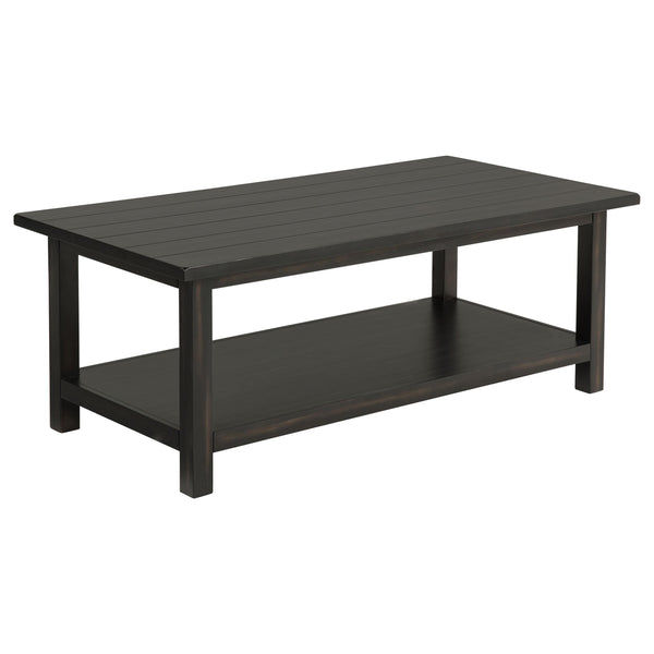  Coaster Furniture Payne 710568 Wood Coffee Table with Shelf - Distressed Java IMAGE 1
