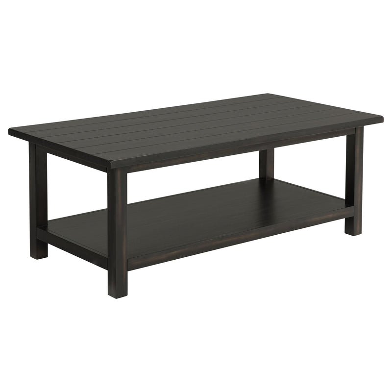  Coaster Furniture Payne 710568 Wood Coffee Table with Shelf - Distressed Java IMAGE 1