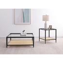  Coaster Furniture Amherst 710658 Glass Top Metal with Cane Shelf Coffee Table - Black IMAGE 5