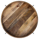  Coaster Furniture Adhvik 721888 Round Wood Top Marble Shelf Coffee Table - Natural IMAGE 4