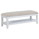  Coaster Furniture Bexhill 223476 Upholstered Rectangular Bench with Shelf - White IMAGE 1