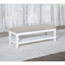  Coaster Furniture Bexhill 223476 Upholstered Rectangular Bench with Shelf - White IMAGE 2