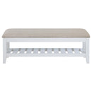  Coaster Furniture Bexhill 223476 Upholstered Rectangular Bench with Shelf - White IMAGE 3