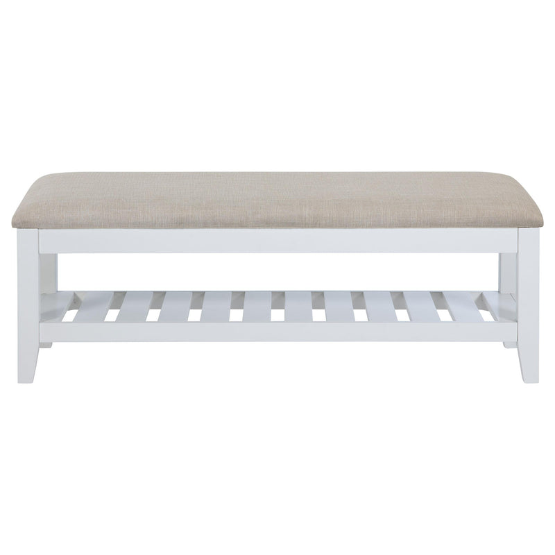  Coaster Furniture Bexhill 223476 Upholstered Rectangular Bench with Shelf - White IMAGE 3