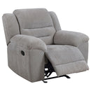  Coaster Furniture Gilson 602553 Chenille Upholstered Glider Recliner Chair - Grey IMAGE 4
