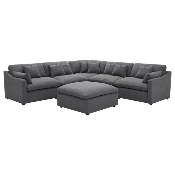  Coaster Furniture Hobson 551455-SET 6 pc Upholstered Modular Sectional Sofa - Charcoal IMAGE 1