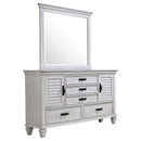  Coaster Furniture Franco 205333M 5-Drawer Dresser with Mirror - Distressed White IMAGE 1