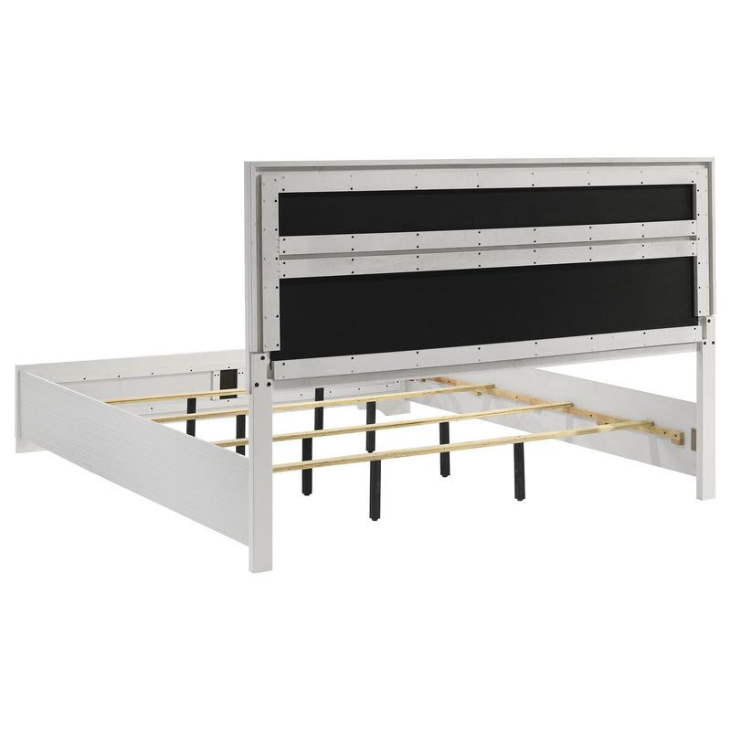  Coaster Furniture Miranda 205110KE 54-inch Upholstered Eastern King Panel Bed - White IMAGE 5