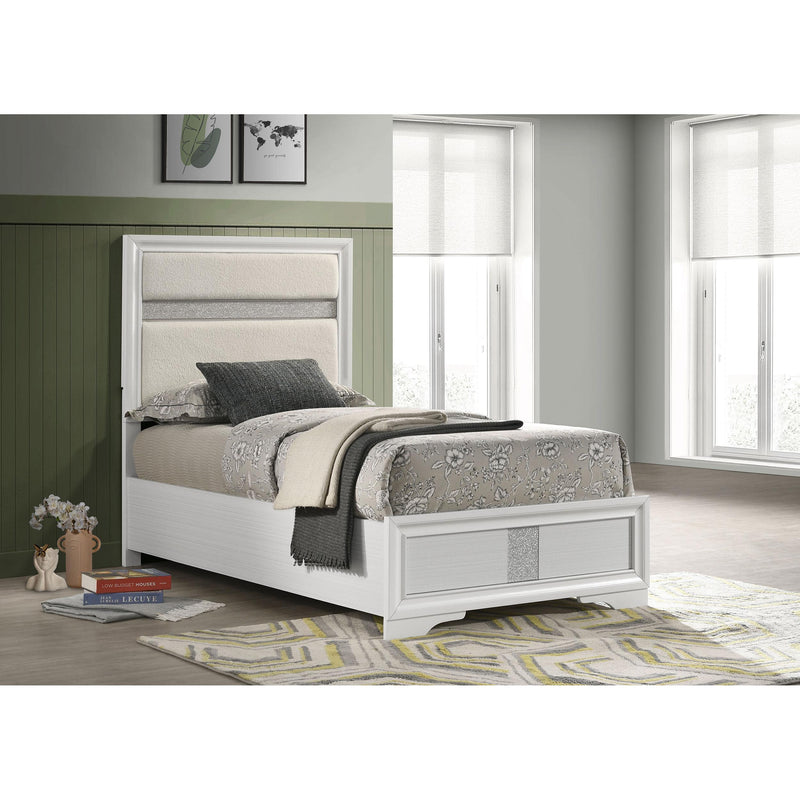  Coaster Furniture Miranda 205110T 54-inch Upholstered Twin Panel Bed - White IMAGE 2