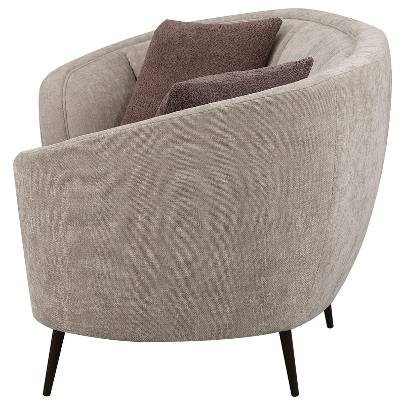 Coaster Furniture Ellorie 504838 Upholstered Channel Back Curved Loveseat - Beige IMAGE 4