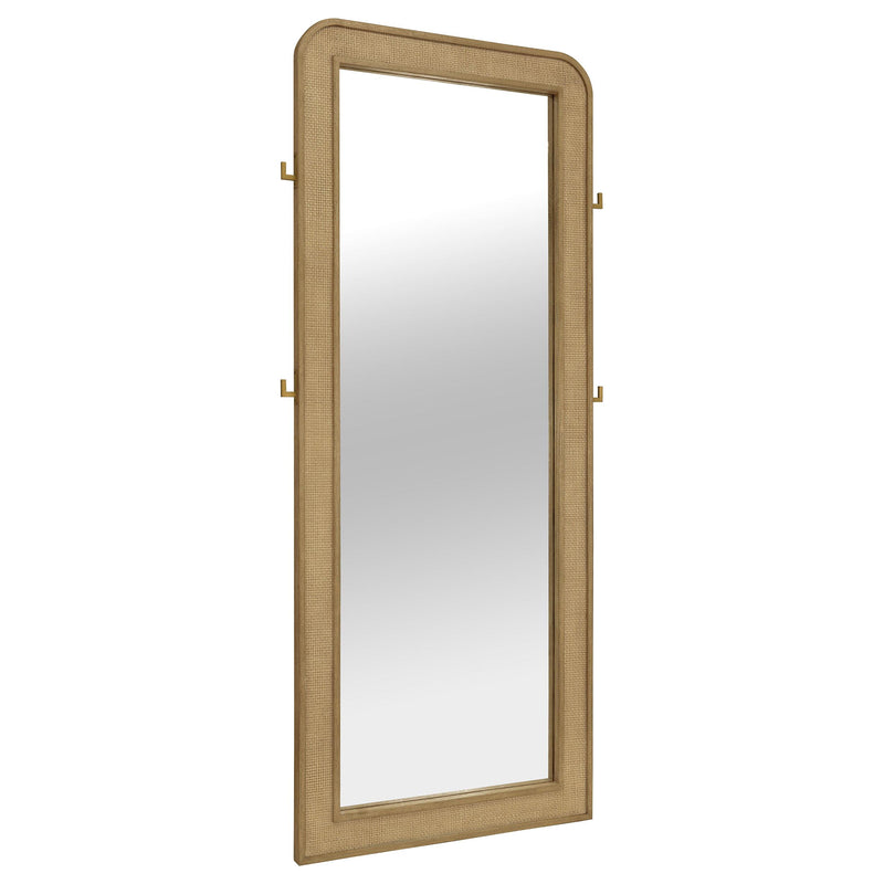  Coaster Furniture Arini 224309 Cane Weave Full Length Standing Floor Mirror - Sand Wash IMAGE 1