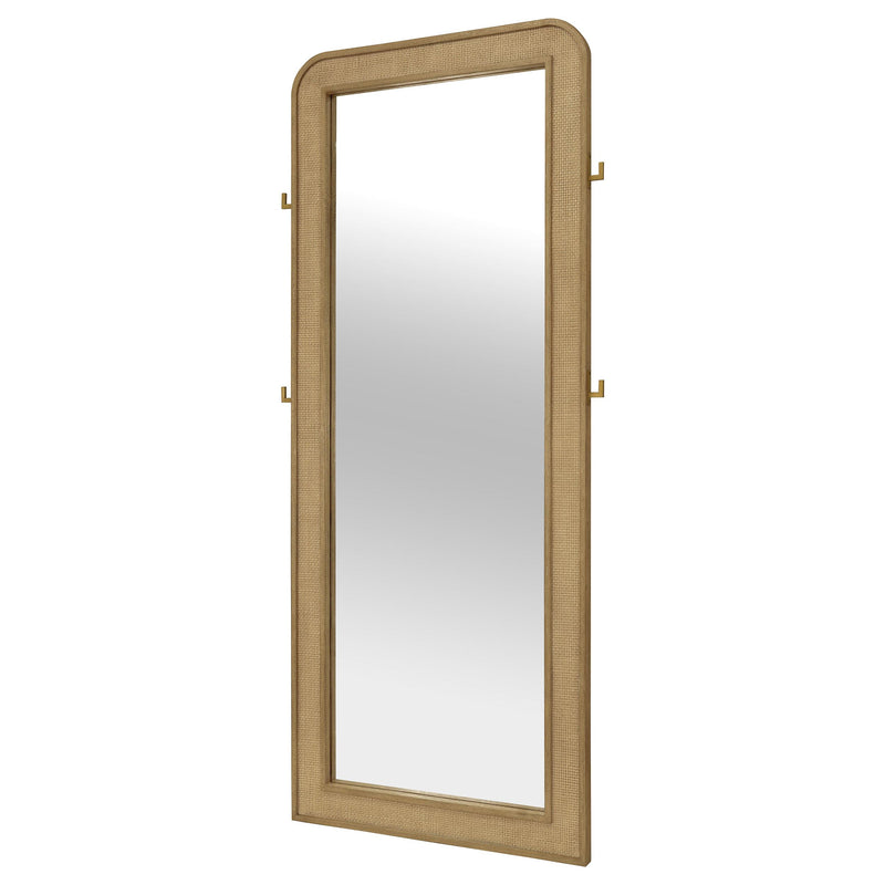  Coaster Furniture Arini 224309 Cane Weave Full Length Standing Floor Mirror - Sand Wash IMAGE 3