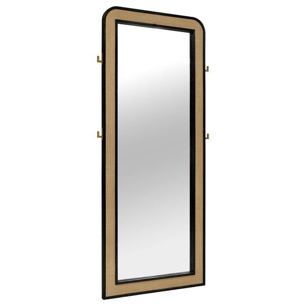  Coaster Furniture Arini 224339 Cane Weave Full Length Standing Floor Mirror - Black IMAGE 1