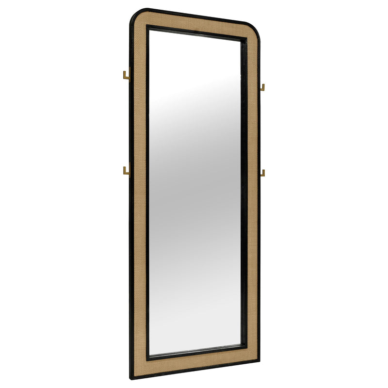  Coaster Furniture Arini 224339 Cane Weave Full Length Standing Floor Mirror - Black IMAGE 1