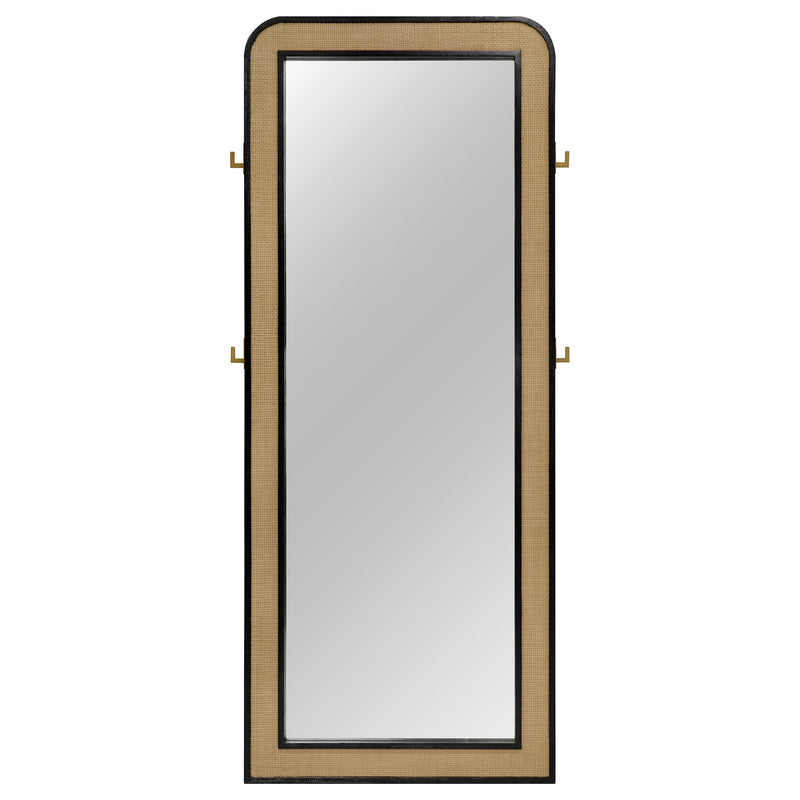  Coaster Furniture Arini 224339 Cane Weave Full Length Standing Floor Mirror - Black IMAGE 2