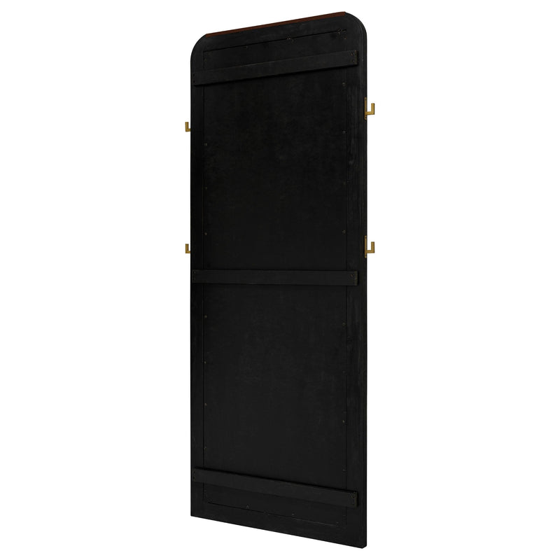  Coaster Furniture Arini 224339 Cane Weave Full Length Standing Floor Mirror - Black IMAGE 7