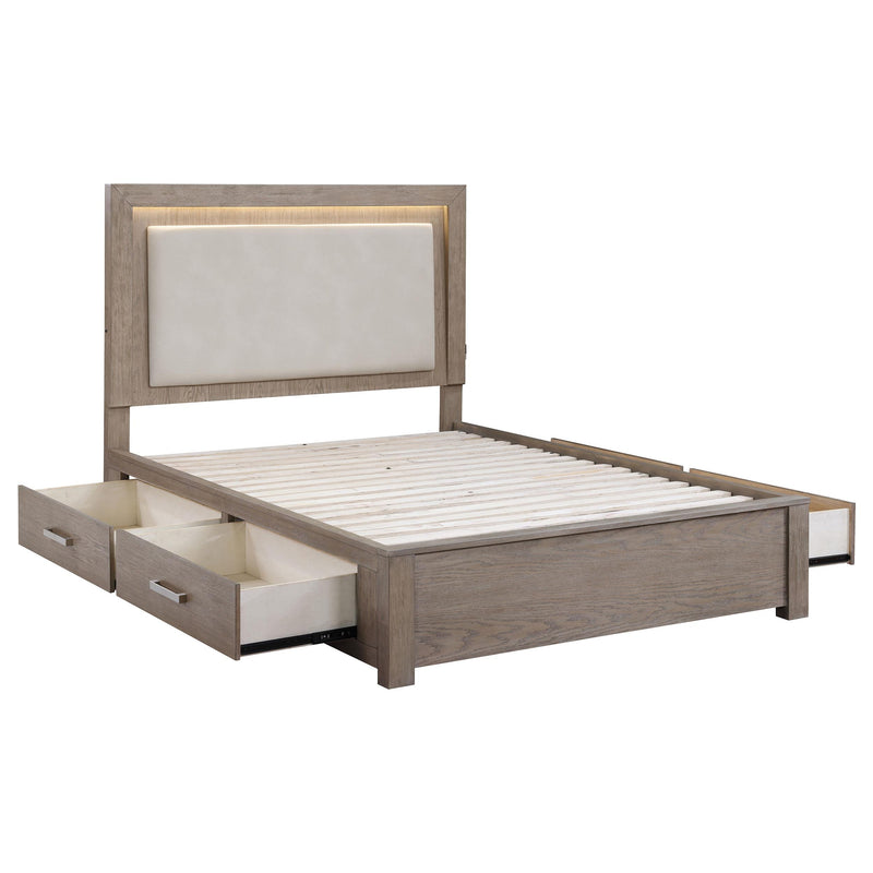  Coaster Furniture Kenora 224850KE 56-inch Eastern King LED Storage Bed - Barley Brown IMAGE 2