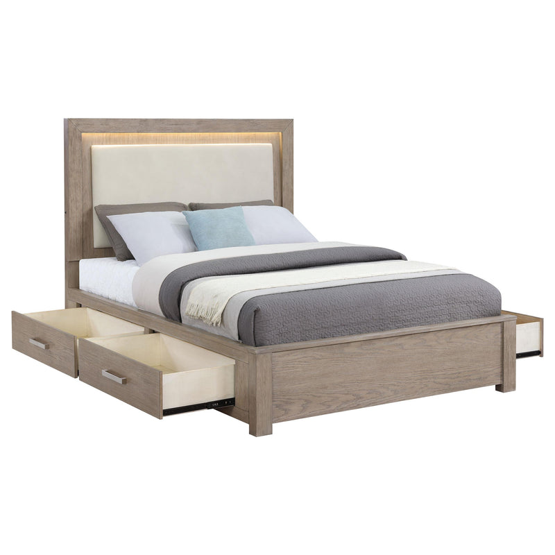  Coaster Furniture Kenora 224850KE 56-inch Eastern King LED Storage Bed - Barley Brown IMAGE 4