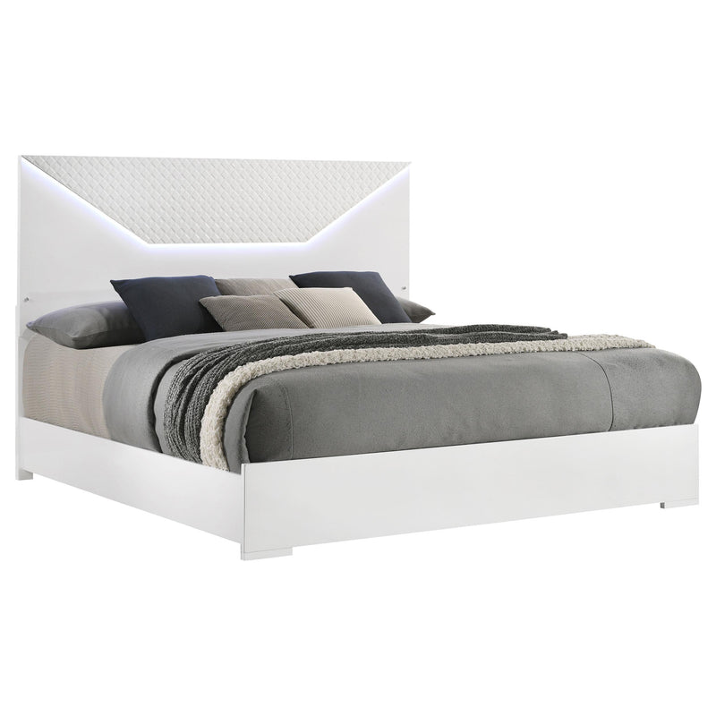  Coaster Furniture Ives 224941Q Queen Panel Bed LED Headboard - White High Gloss IMAGE 2