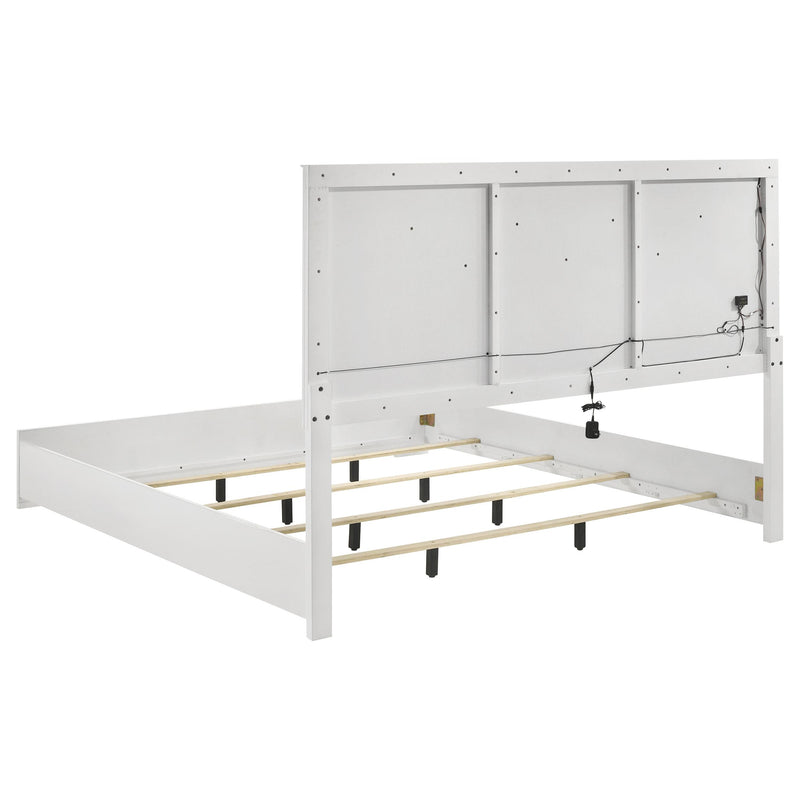  Coaster Furniture Ives 224941Q Queen Panel Bed LED Headboard - White High Gloss IMAGE 3