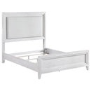  Coaster Furniture Marielle 224841KE Eastern King Upholstered Panel Bed - Distressed White IMAGE 1