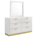  Coaster Furniture Caraway 224773M 6-Drawer Dresser with Mirror - White IMAGE 1