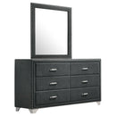  Coaster Furniture Melody 223383M 6-Drawer Upholstered Dresser with Mirror - Grey IMAGE 1