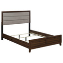 Coaster Furniture Welsley 223441KW 50-inch Upholstered California King Bed - Walnut IMAGE 1