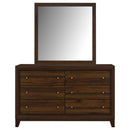  Coaster Furniture Welsley 223443M 6-Drawer Dresser and Mirror - Walnut IMAGE 1