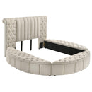  Coaster Furniture Sonya 360111Q Upholstered Queen Round Storage Bed - Ivory IMAGE 1