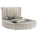  Coaster Furniture Sonya 360111Q Upholstered Queen Round Storage Bed - Ivory IMAGE 2