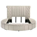  Coaster Furniture Sonya 360111Q Upholstered Queen Round Storage Bed - Ivory IMAGE 3