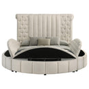  Coaster Furniture Sonya 360111Q Upholstered Queen Round Storage Bed - Ivory IMAGE 5