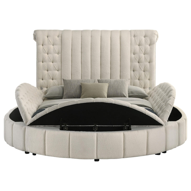  Coaster Furniture Sonya 360111Q Upholstered Queen Round Storage Bed - Ivory IMAGE 5