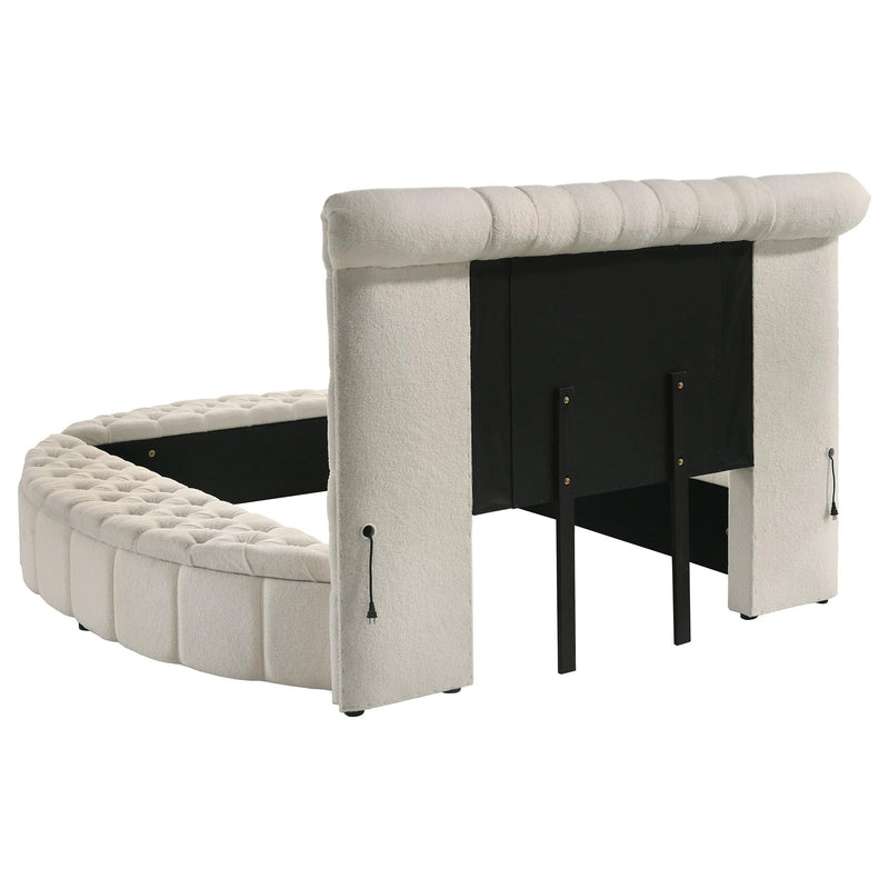  Coaster Furniture Sonya 360111Q Upholstered Queen Round Storage Bed - Ivory IMAGE 6